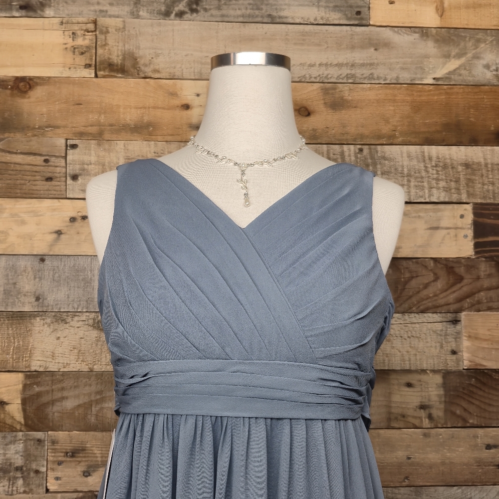 Azazie Frosted Blue Maxi Dress Bridesmaid Prom Winter Formal Womens